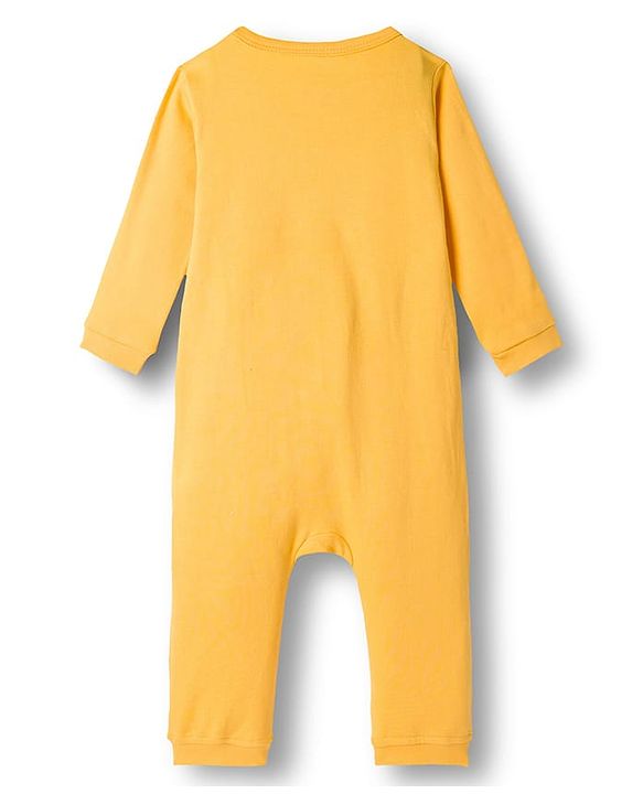 Babyhug Disney Interlock Knit Full Sleeves Romper with Minnie Mouse Graphics - Yellow