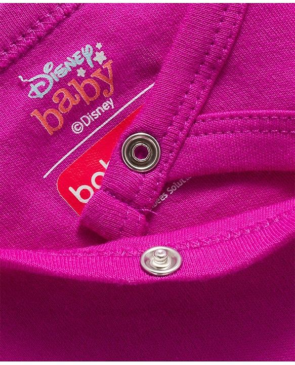 Babyhug Disney Interlock Knit Full Sleeves Romper with Minnie Mouse Graphics - Fuchsia