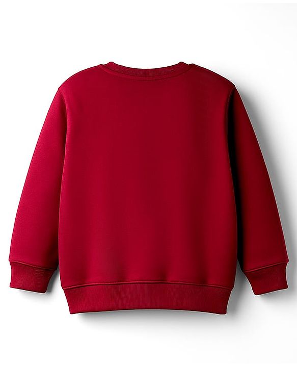 Babyhug Terry Knit Full Sleeves T-Shirt & Lounge Pant Set With Teddy Bear Print - Red & Blue