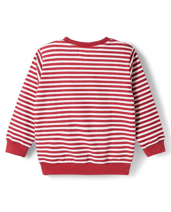 Babyhug Single Jersey Knit Full Sleeves Striped T-Shirt & Lounge Pant - Maroon