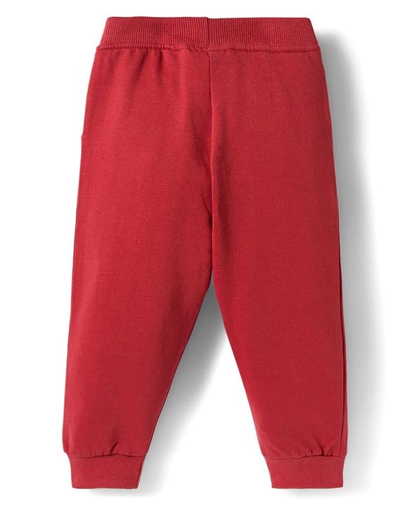 Babyhug Single Jersey Knit Full Sleeves Striped T-Shirt & Lounge Pant - Maroon
