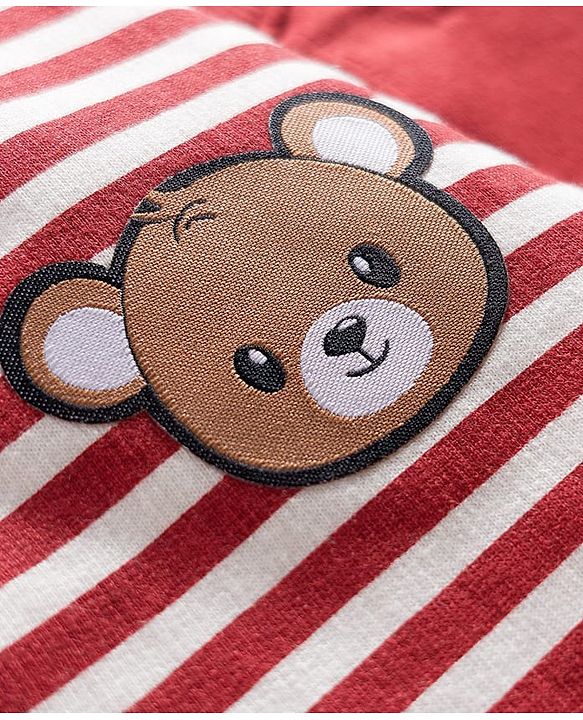 Babyhug Single Jersey Knit Full Sleeves Striped T-Shirt & Lounge Pant - Maroon