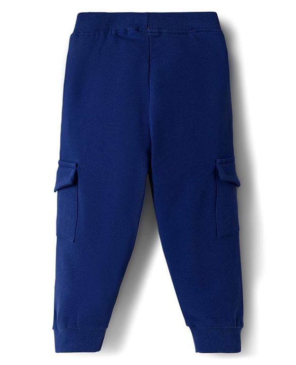 Babyhug Single Jersey Knit Full Sleeves Text Printed T-Shirt & Lounge Pant with Kangaroo Pockets - Red & Blue