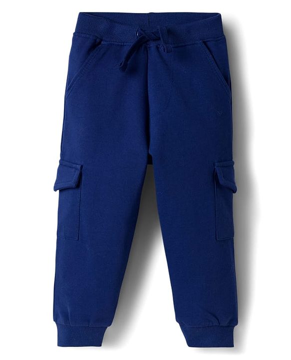 Babyhug Single Jersey Knit Full Sleeves Text Printed T-Shirt & Lounge Pant with Kangaroo Pockets - Red & Blue