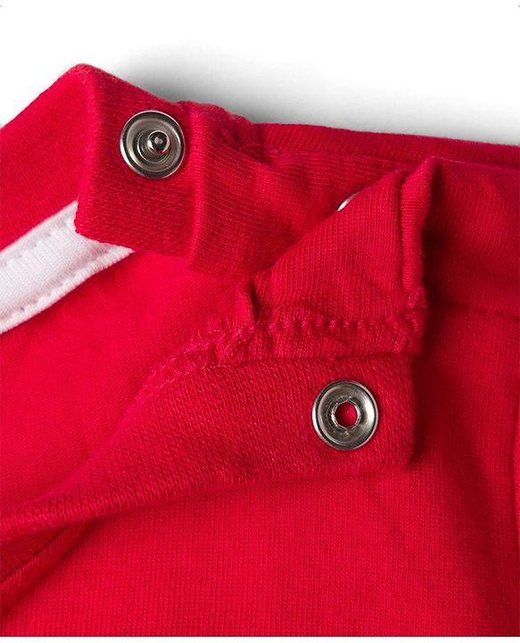 Babyhug Single Jersey Knit Full Sleeves T-Shirt & Lounge Pant Set With Animal Print - Red & Blue