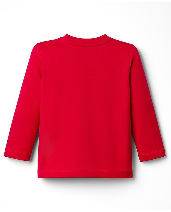 Babyhug Single Jersey Knit Full Sleeves T-Shirt & Lounge Pant Set With Animal Print - Red & Blue