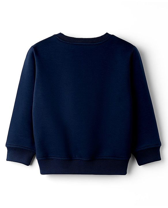 Babyhug Terry Knit Full Sleeves T-Shirt & Lounge Pant Set With Animal Print - Navy Blue & Maroon