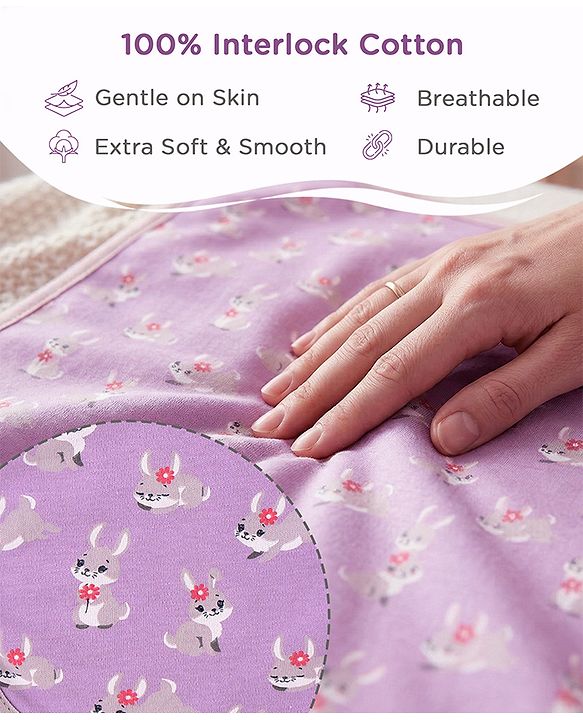 Babyhug 100% Interlock Cotton Velcro Closure Bibs Pack of 3 Rabbit, Rainbow & Floral Print Soft & Skin Friendly High Absorbent Material| Machine washable Newborn & Infant Feeding Essential.