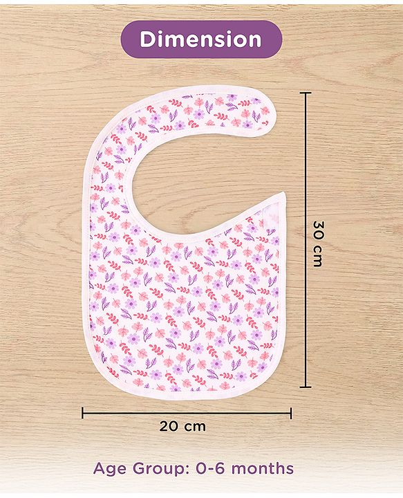 Babyhug 100% Interlock Cotton Velcro Closure Bibs Pack of 3 Rabbit, Rainbow & Floral Print Soft & Skin Friendly High Absorbent Material| Machine washable Newborn & Infant Feeding Essential.
