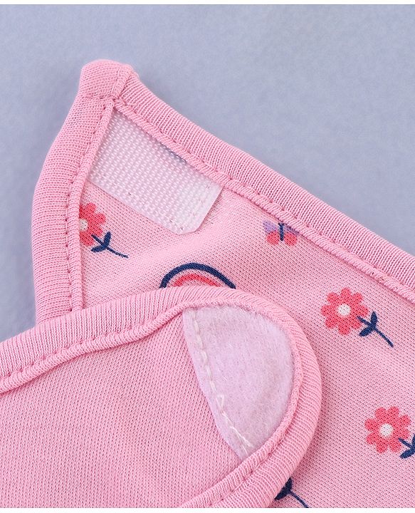 Babyhug 100% Interlock Cotton Velcro Closure Bibs Pack of 3 Rabbit, Rainbow & Floral Print Soft & Skin Friendly High Absorbent Material| Machine washable Newborn & Infant Feeding Essential.