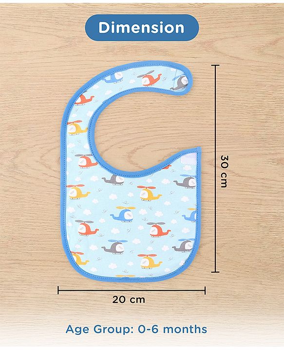 Babyhug Cotton Snap Buttons Closure Bear Print Pack of 2 - Blue & White