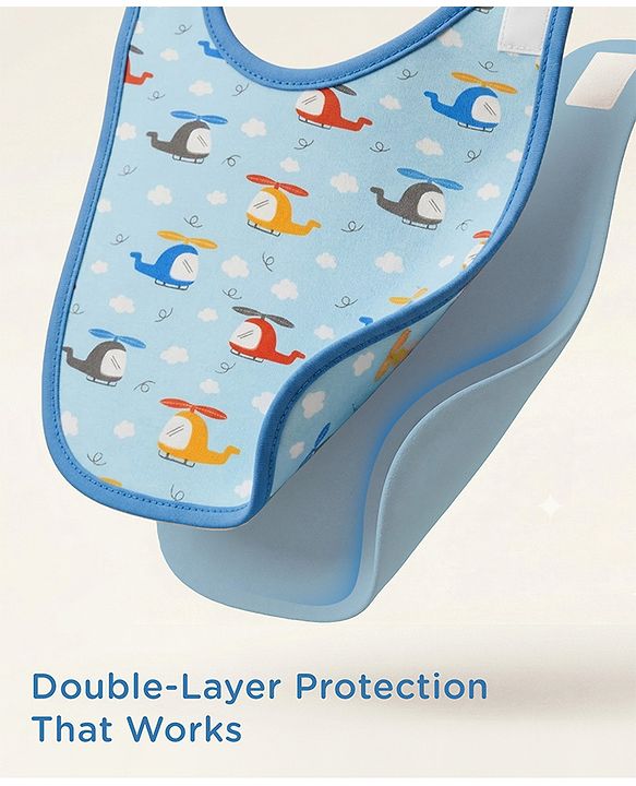 Babyhug Cotton Snap Buttons Closure Bear Print Pack of 2 - Blue & White