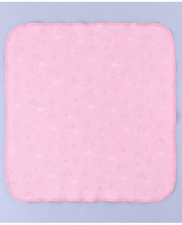 Babyhug 100% Interlock Cotton Single Layer Wash Cloth Rabbit, Rainbow and Floral Print Pack of 6 - Multicolor| High Absorbency| Feeding & Diapering| Bath & Face Towel| Soft & Skin Friendly