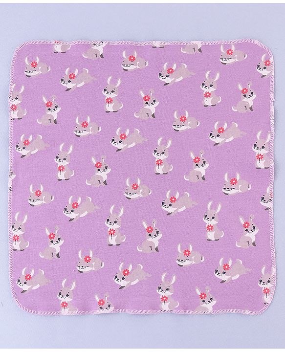 Babyhug 100% Interlock Cotton Single Layer Wash Cloth Rabbit, Rainbow and Floral Print Pack of 6 - Multicolor| High Absorbency| Feeding & Diapering| Bath & Face Towel| Soft & Skin Friendly