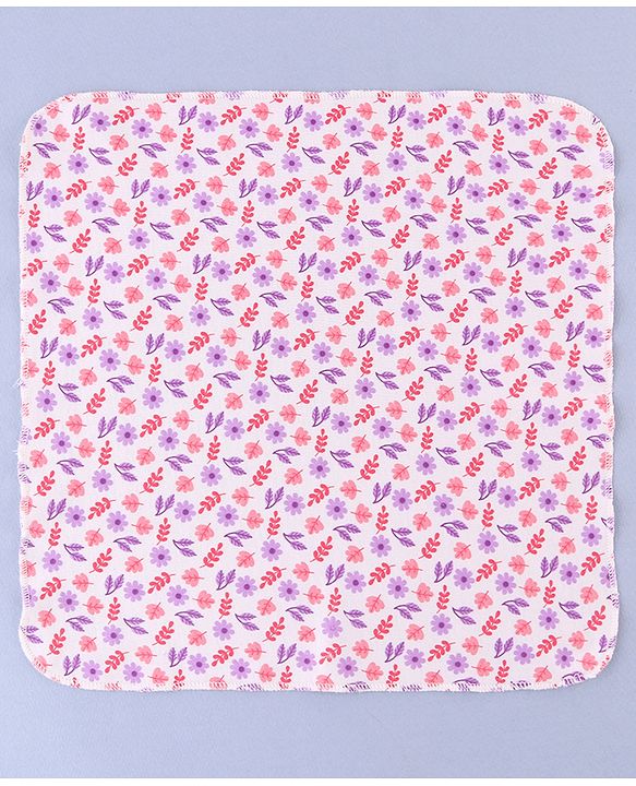 Babyhug 100% Interlock Cotton Single Layer Wash Cloth Rabbit, Rainbow and Floral Print Pack of 6 - Multicolor| High Absorbency| Feeding & Diapering| Bath & Face Towel| Soft & Skin Friendly