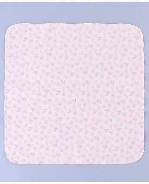 Babyhug 100% Interlock Cotton Single Layer Wash Cloth Rabbit, Rainbow and Floral Print Pack of 6 - Multicolor| High Absorbency| Feeding & Diapering| Bath & Face Towel| Soft & Skin Friendly