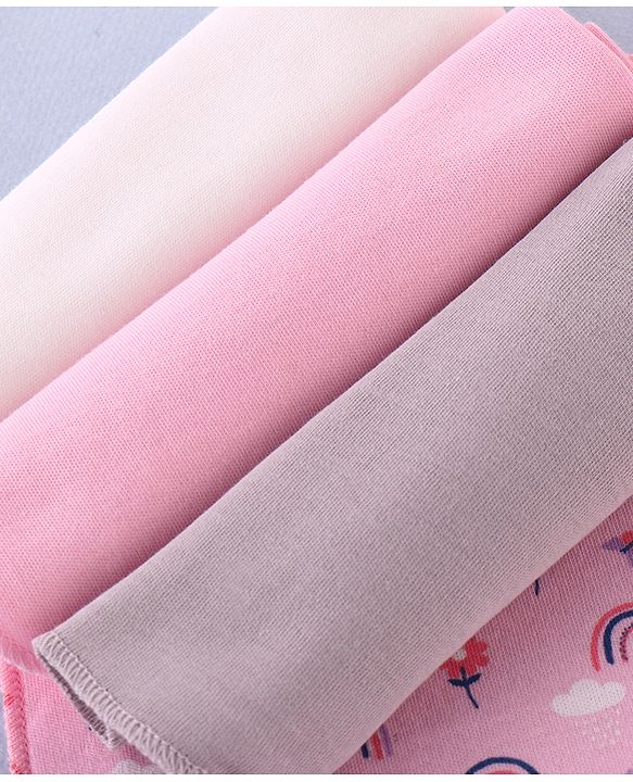 Babyhug 100% Interlock Cotton Single Layer Wash Cloth Rabbit, Rainbow and Floral Print Pack of 6 - Multicolor| High Absorbency| Feeding & Diapering| Bath & Face Towel| Soft & Skin Friendly