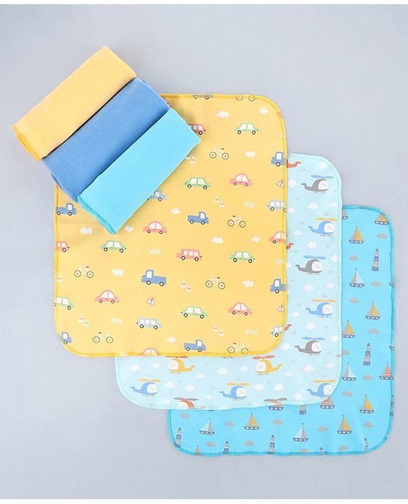 Babyhug 100% Interlock Cotton Single Layer Wash Cloth Rabbit, Rainbow and Floral Print Pack of 6 - Multicolor| High Absorbency| Feeding & Diapering| Bath & Face Towel| Soft & Skin Friendly