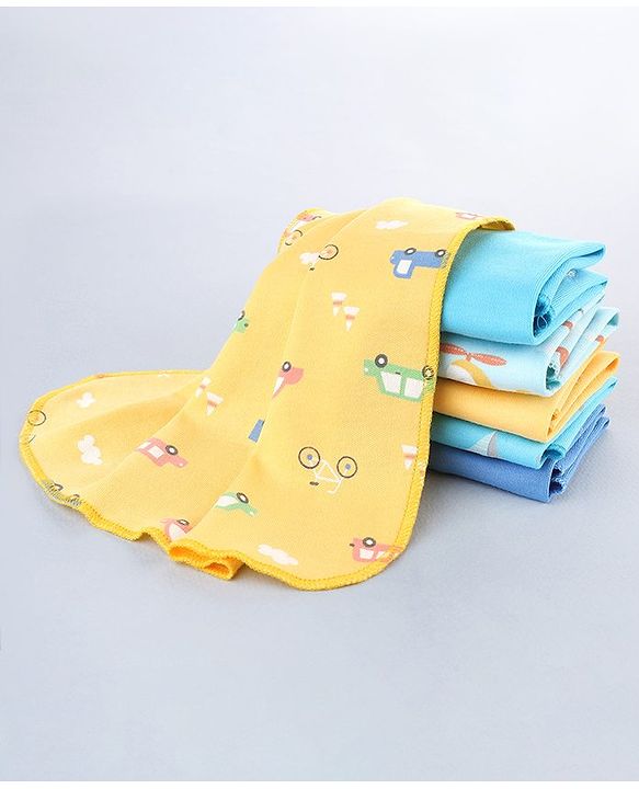 Babyhug 100% Interlock Cotton Single Layer Wash Cloth Rabbit, Rainbow and Floral Print Pack of 6 - Multicolor| High Absorbency| Feeding & Diapering| Bath & Face Towel| Soft & Skin Friendly