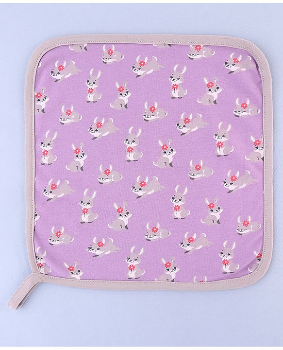 Babyhug 100% Interlock Cotton Double Layer Wash Cloth Rabbit, Rainbow and Floral Print Pack of 3 - Multicolor| High Absorbency| Feeding & Diapering| Bath & Face Towel| Soft & Skin Friendly