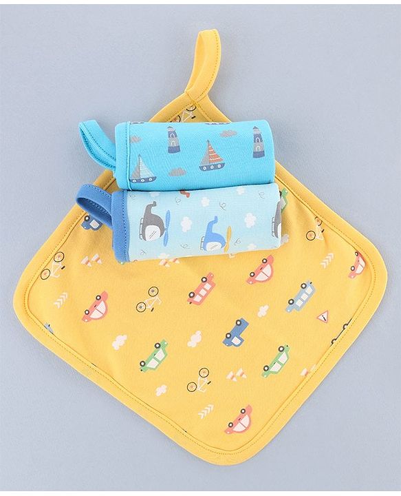 Babyhug 100% Interlock Cotton Double Layer Wash Cloth Rabbit, Rainbow and Floral Print Pack of 3 - Multicolor| High Absorbency| Feeding & Diapering| Bath & Face Towel| Soft & Skin Friendly