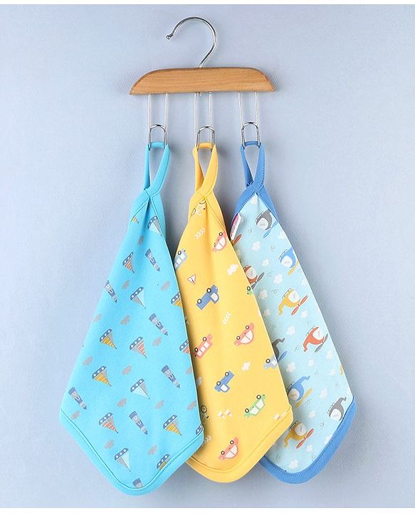 Babyhug 100% Interlock Cotton Double Layer Wash Cloth Rabbit, Rainbow and Floral Print Pack of 3 - Multicolor| High Absorbency| Feeding & Diapering| Bath & Face Towel| Soft & Skin Friendly