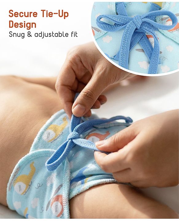 Babyhug Leak Proof Cloth Langot Pack of 6 Small Size Rabbit Rainbow and Floral Print | Triple Layer Protection | Reusable | Designed for Short Term Comfy Wear | Mess Free - Lilac
