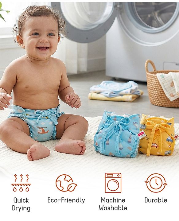 Babyhug Leak Proof Cloth Langot Pack of 6 Small Size Rabbit Rainbow and Floral Print | Triple Layer Protection | Reusable | Designed for Short Term Comfy Wear | Mess Free - Lilac