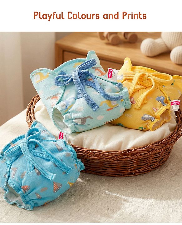 Babyhug Leak Proof Cloth Langot Pack of 6 Small Size Rabbit Rainbow and Floral Print | Triple Layer Protection | Reusable | Designed for Short Term Comfy Wear | Mess Free - Lilac