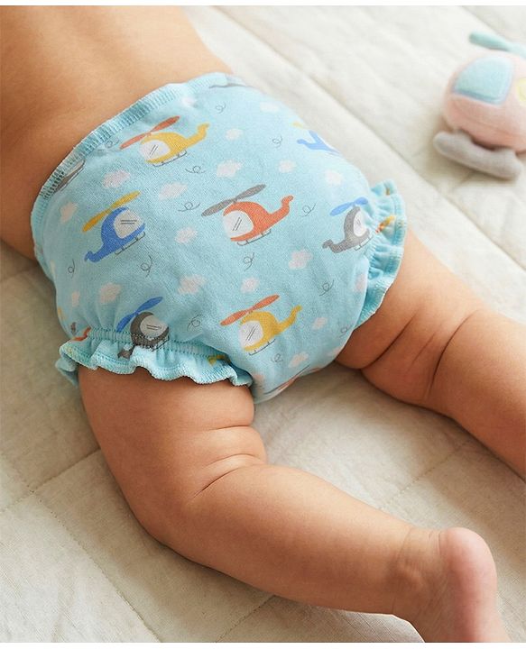 Babyhug Leak Proof Cloth Langot Pack of 3 Small Size Rabbit Rainbow and Floral Print | Triple Layer Protection | Reusable | Designed for Short Term Comfy Wear | Mess Free - Plum
