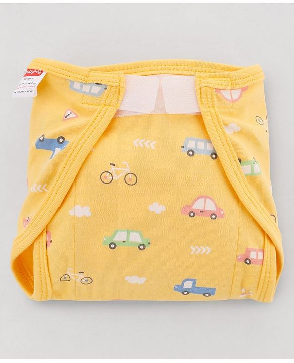 Babyhug 100% Interlock Cotton Reusable Printed Cloth Nappies with Velcro Closure Pack of 6 Helicopter, Boat & Car Print  Small Size| Machine Washable| Soft & Skin Friendly