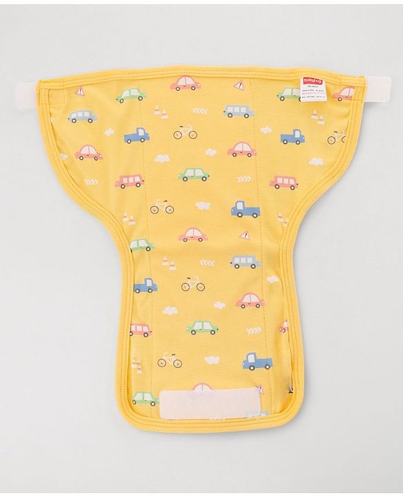 Babyhug 100% Interlock Cotton Reusable Printed Cloth Nappies with Velcro Closure Pack of 6 Helicopter, Boat & Car Print  Small Size| Machine Washable| Soft & Skin Friendly