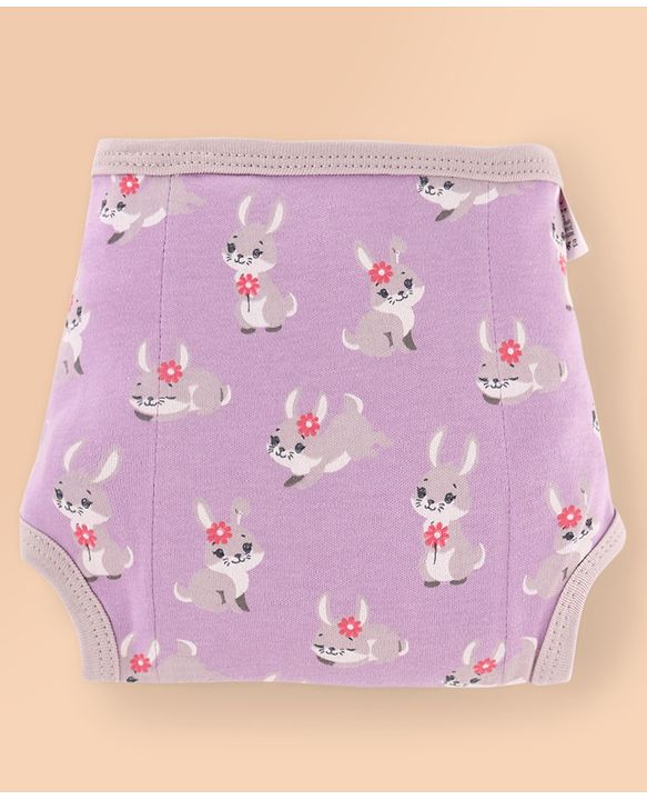 Babyhug 100% Interlock Cotton Reusable Printed Cloth Nappies with Velcro Closure Pack of 12 Rabbit, Rainbow and Flower Print  Small Size| Machine Washable| Soft & Skin Friendly