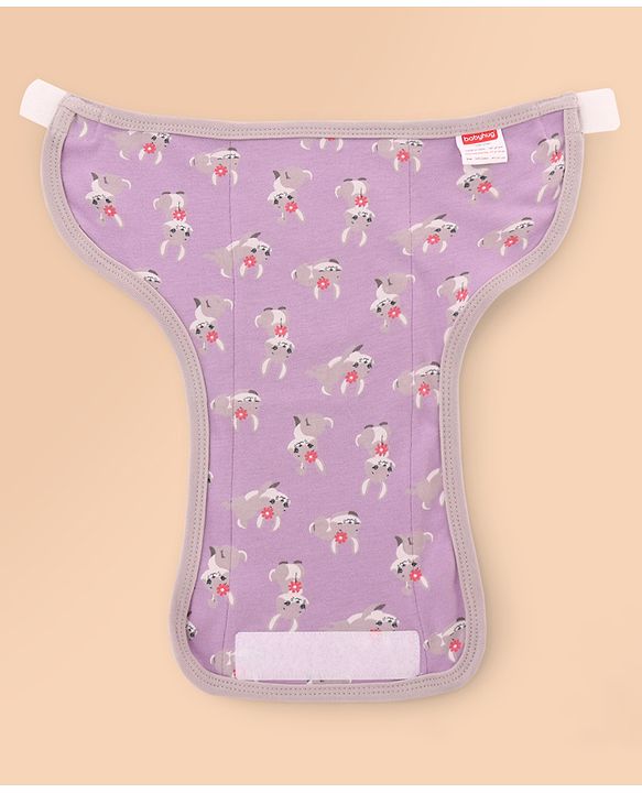 Babyhug 100% Interlock Cotton Reusable Printed Cloth Nappies with Velcro Closure Pack of 6 Rabbit, Rainbow and Flower Print  Medium Size| Machine Washable| Soft & Skin Friendly