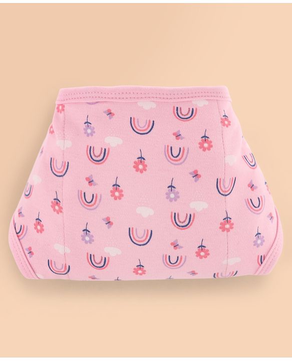 Babyhug 100% Interlock Cotton Double Layer Nappy Rabbit, Rainbow and Flower Print Pack of 6  Small Size| Machine Washable| Soft & Skin Friendly| Tie Knot Style