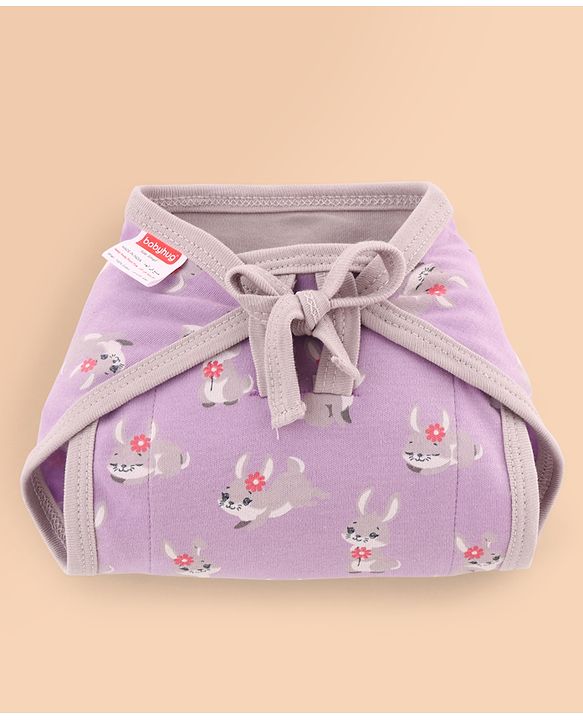 Babyhug 100% Interlock Cotton Double Layer Nappy Rabbit, Rainbow and Flower Print Pack of 6  Small Size| Machine Washable| Soft & Skin Friendly| Tie Knot Style