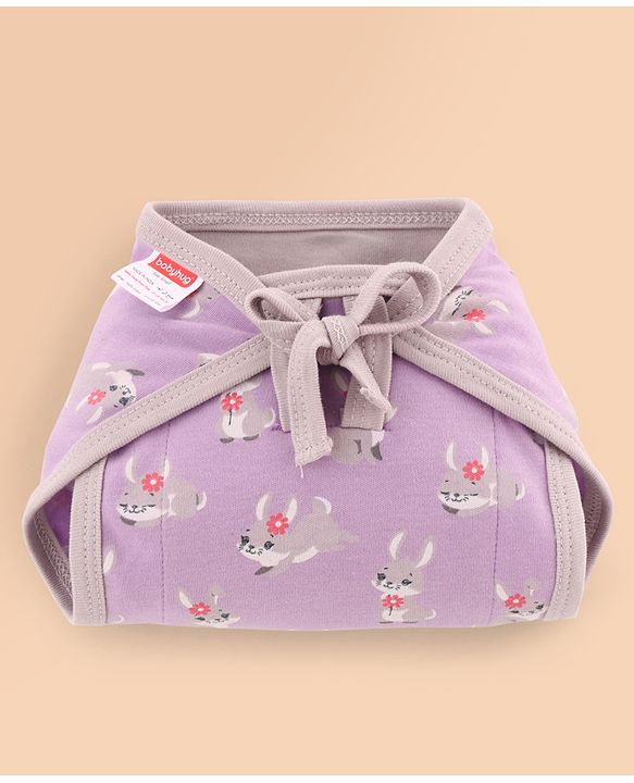 Babyhug 100% Interlock Cotton Double Layer Nappy Rabbit, Rainbow and Flower Print Pack of 6 - Medium Size| Machine Washable| Soft & Skin Friendly| Tie Knot Style