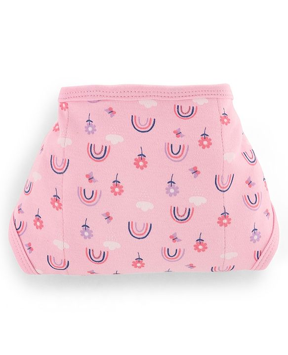 Babyhug 100% Interlock Cotton Double Layer Nappy Rabbit, Rainbow and Flower Print Pack of 12 - Extra Small Size| Machine Washable| Soft & Skin Friendly| Tie Knot Style