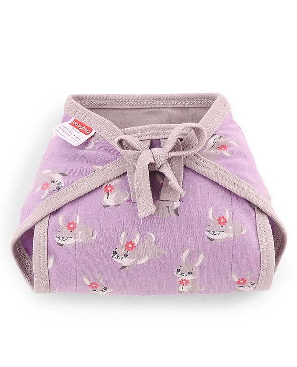 Babyhug 100% Interlock Cotton Double Layer Nappy Rabbit, Rainbow and Flower Print Pack of 12 - Extra Small Size| Machine Washable| Soft & Skin Friendly| Tie Knot Style