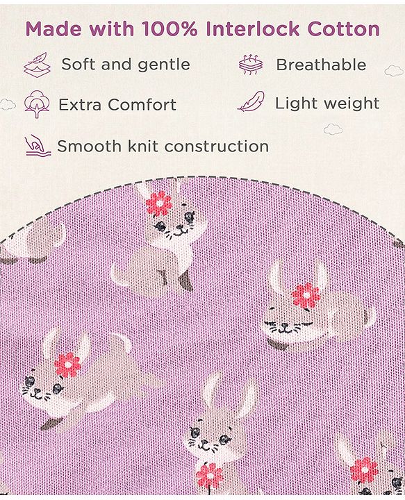 Babyhug 100% Interlock Cotton Clothing Gift Set for Newborn Rabbit Print Pack of 8 - Multicolour