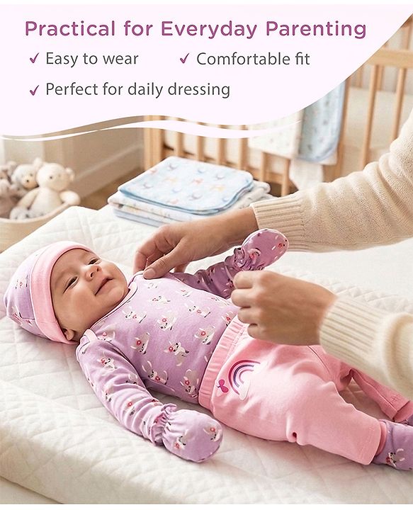 Babyhug 100% Interlock Cotton Clothing Gift Set for Newborn Rabbit Print Pack of 8 - Multicolour