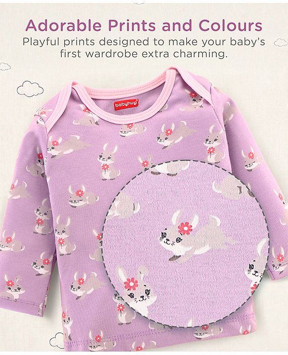 Babyhug 100% Interlock Cotton Clothing Gift Set for Newborn Rabbit Print Pack of 8 - Multicolour