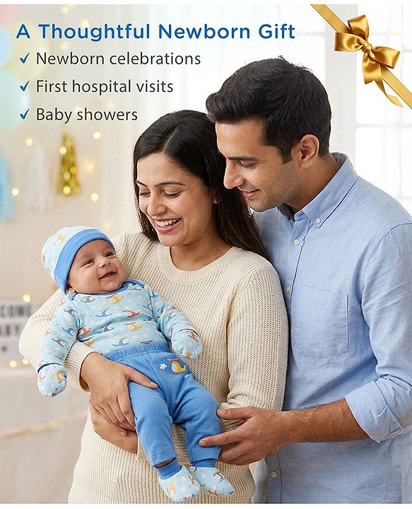 Babyhug 100% Interlock Cotton Clothing Gift Set for Newborn Rabbit Print Pack of 8 - Multicolour