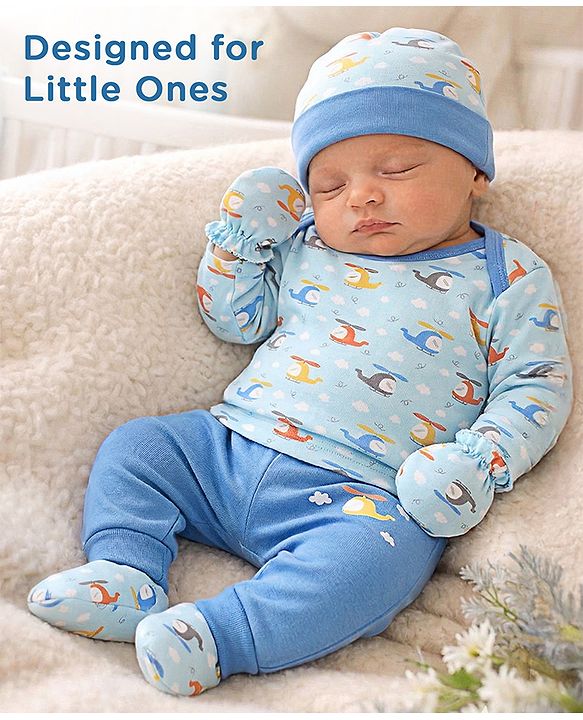 Babyhug 100% Interlock Cotton Clothing Gift Set for Newborn Rabbit Print Pack of 8 - Multicolour
