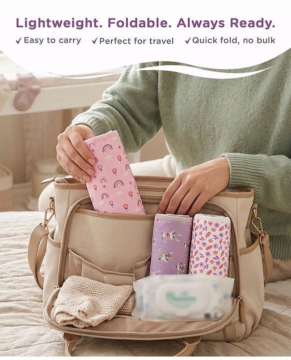 Babyhug 100% Interlock Cotton Wrapper with Rabbit Rainbow and Floral Print| Soft & Breathable| Comfortable Warm and Soothing| Travel Friendly| New Born Gifting  Pack of 3  - Purple Pink & White