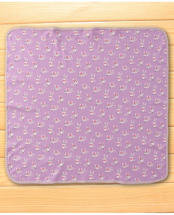 Babyhug 100% Interlock Cotton Wrapper with Rabbit Rainbow and Floral Print| Soft & Breathable| Comfortable Warm and Soothing| Travel Friendly| New Born Gifting  Pack of 3  - Purple Pink & White