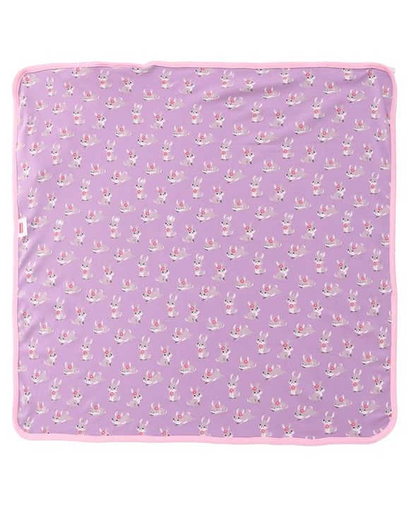 Babyhug 100 % Interlock Cotton Single Ply Double Layer Hooded Wrapper Rabbit Print| Adjustable Design| Soft Breathable| All Season| Machine washable| New Born Gifting for Boys & Girls  Purple