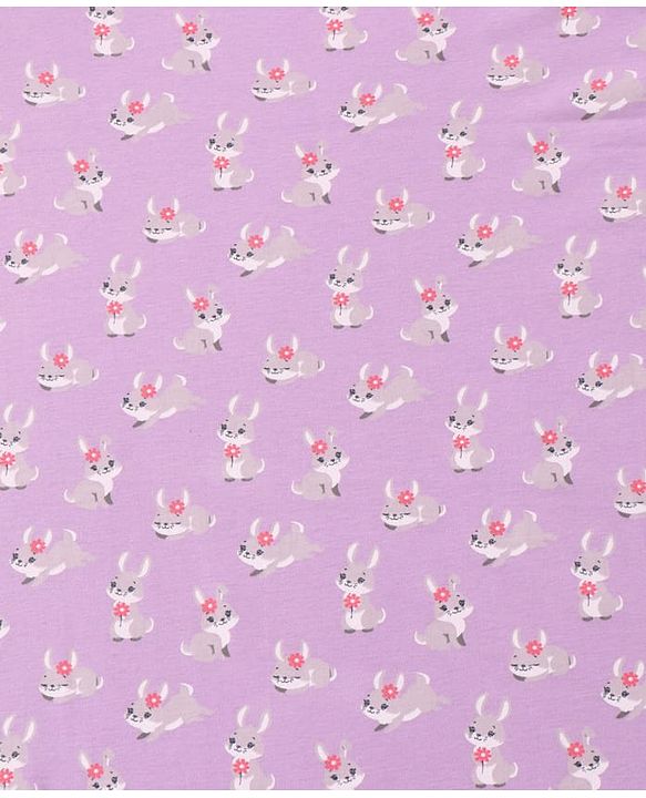 Babyhug 100 % Interlock Cotton Single Ply Double Layer Hooded Wrapper Rabbit Print| Adjustable Design| Soft Breathable| All Season| Machine washable| New Born Gifting for Boys & Girls  Purple