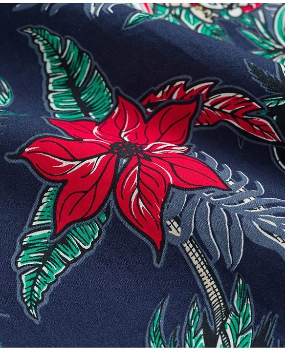Pine Kids Viscose Woven Half Sleeves Shirt With Floral Print - Navy Blue