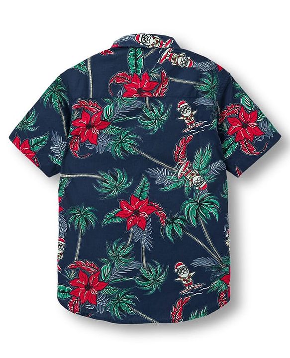 Pine Kids Viscose Woven Half Sleeves Shirt With Floral Print - Navy Blue